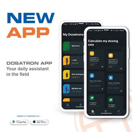 afbeelding van de nieuwe Dosatron smartphone app  